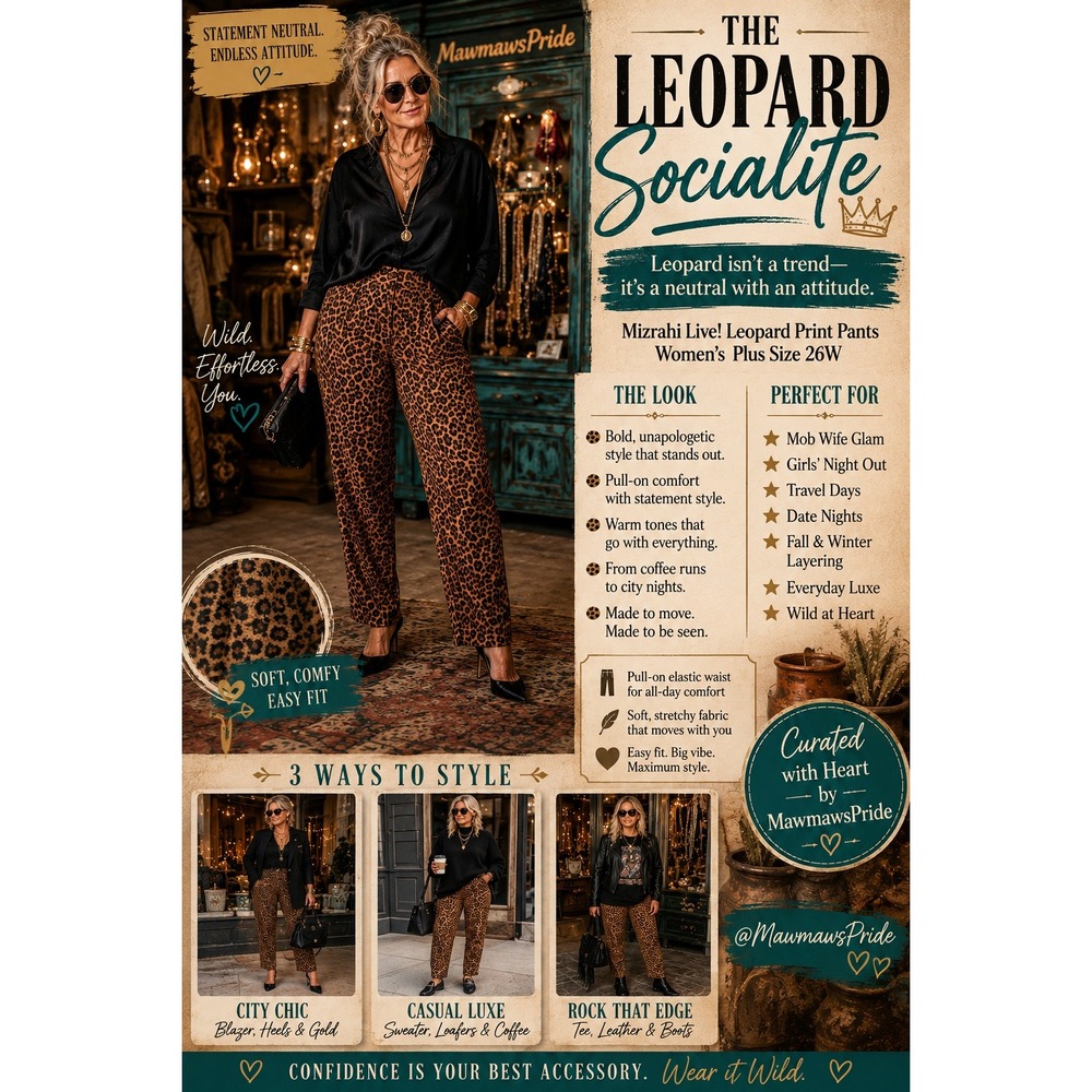 THE LEOPARD SOCIALITE 🐆
Mizrahi Live! Leopard Print Pull-On Pants Plus Size 26W